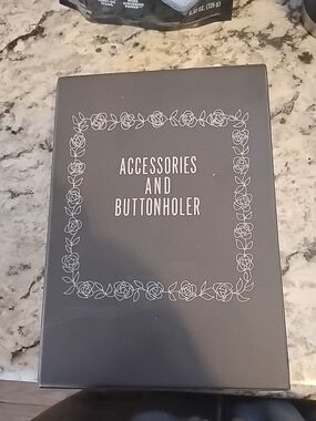 A Sears Kenmore Accessories and Buttonholer Sewing Kit In Box - Charcoal Gray